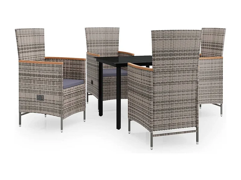 Serafino  5-delige Tuinset met kussens grijs