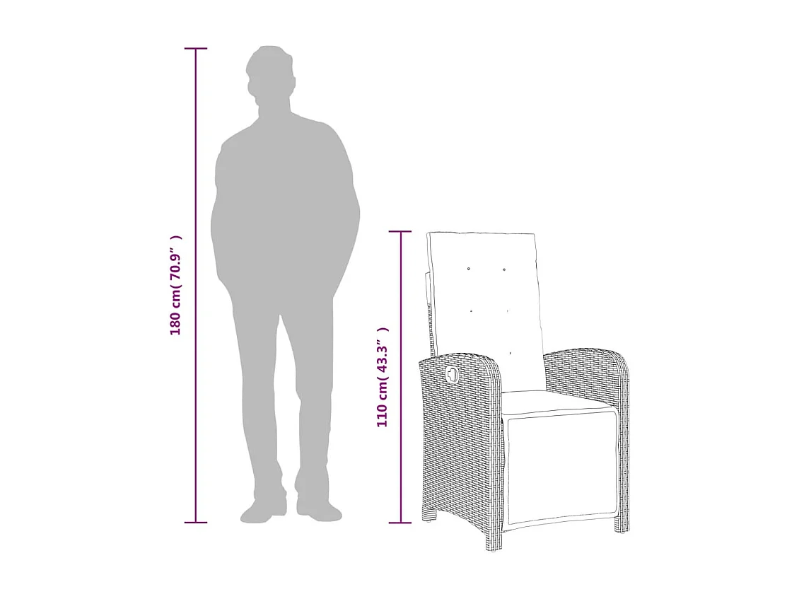 Margot  Ensemble à manger de jardin avec coussins 5pcs Beige poly rotin