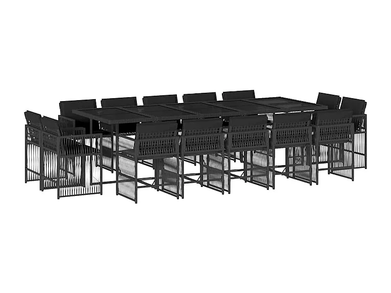 Maart  Set comedor de jardín con cojines 15 pzas ratán sintético negro