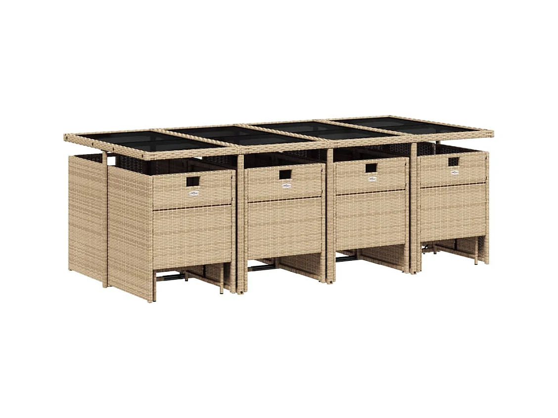 Bonno  Ensemble à manger de jardin et coussins 13 pcs beige