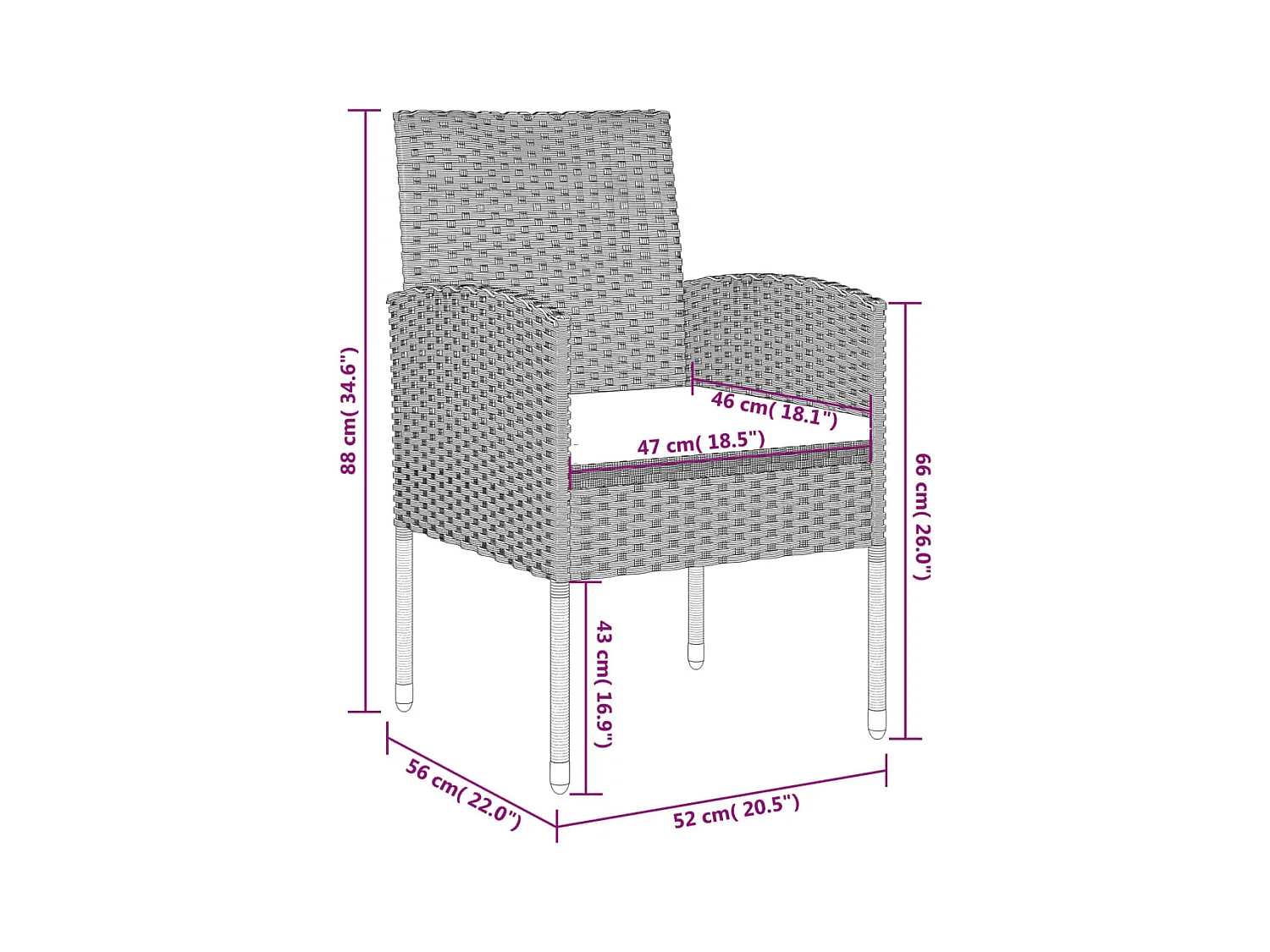 Lara  Ensemble à manger de jardin 9 pcs Noir