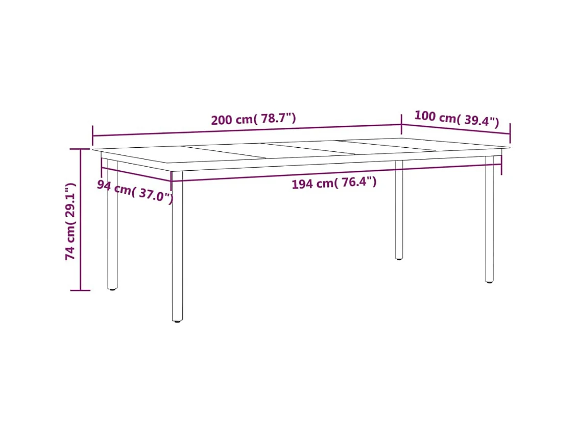 Lara  Ensemble à manger de jardin 9 pcs Noir