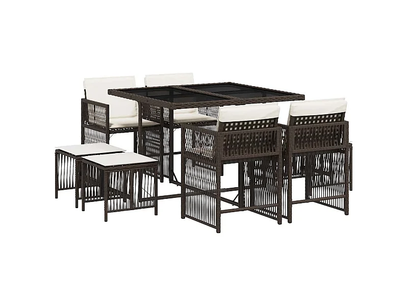 Laura Lucía  9-delige Tuinset met kussens poly rattan bruin