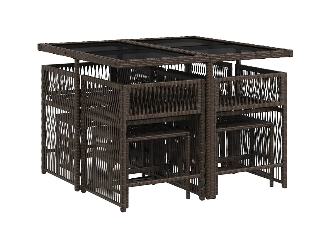 Laura Lucía  9-delige Tuinset met kussens poly rattan bruin