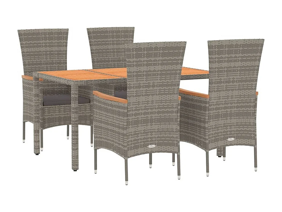 Prolenta Premium -  5-delige Tuinset met kussens poly rattan grijs