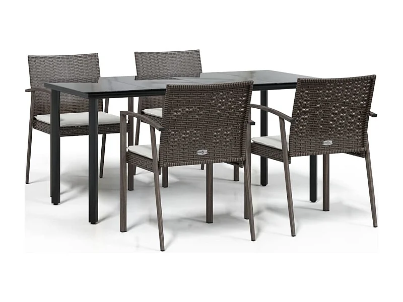 Ephrata  Ensemble à manger de jardin 5 pcs coussins résine tressée acier