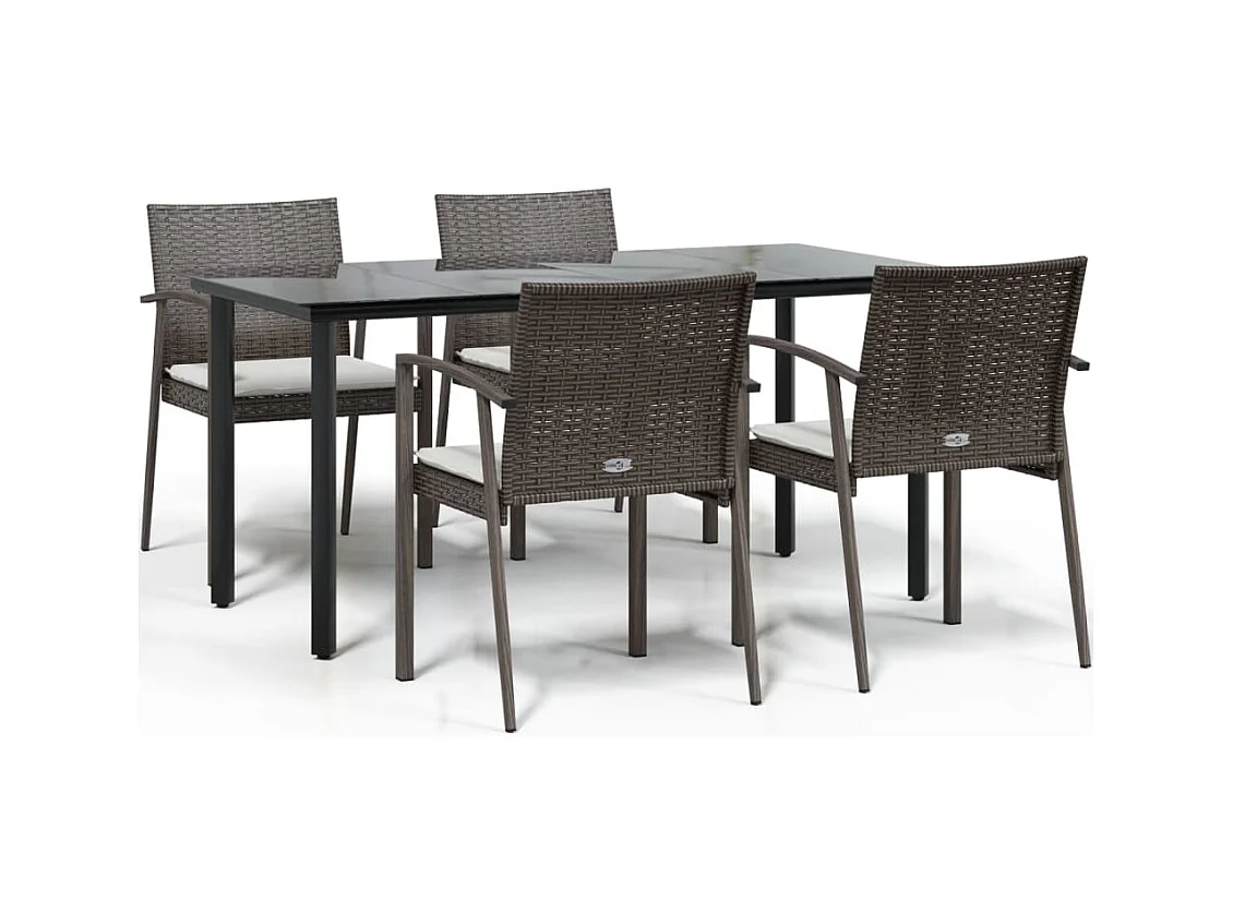 Ephrata  Ensemble à manger de jardin 5 pcs coussins résine tressée acier