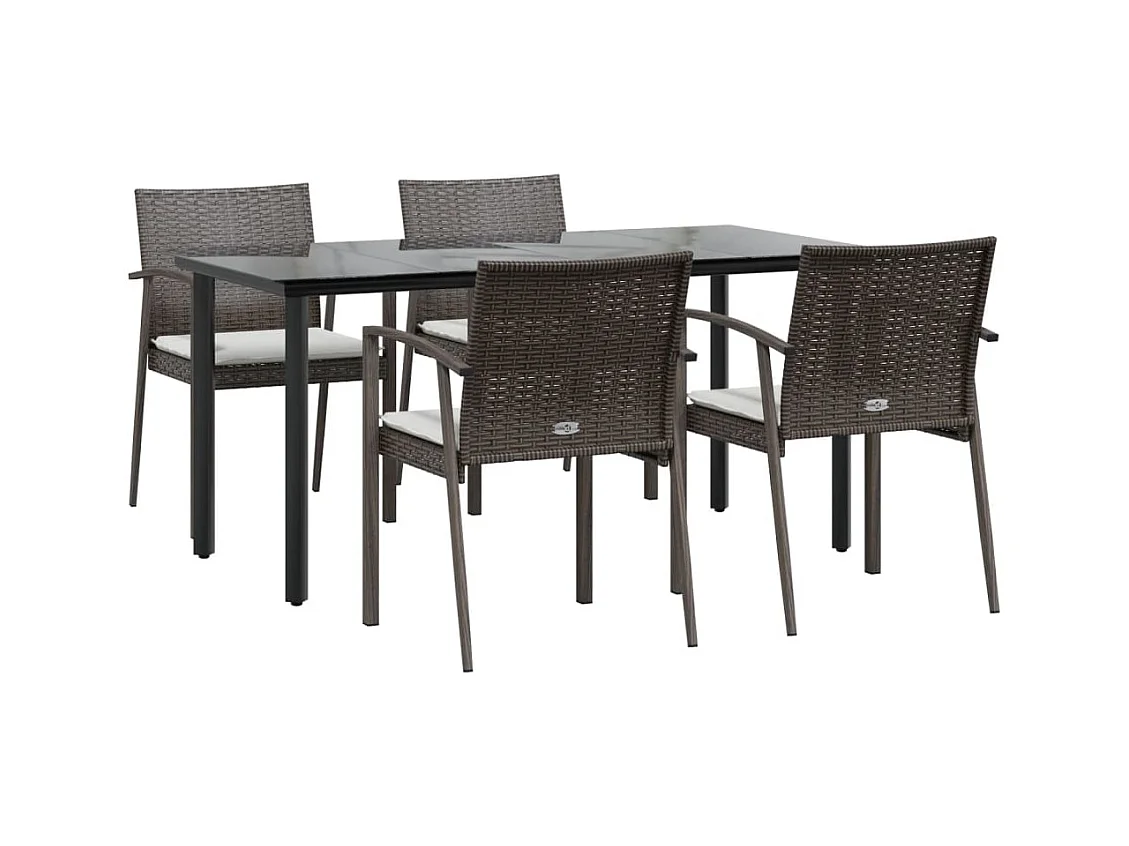 Ephrata  Ensemble à manger de jardin 5 pcs coussins résine tressée acier