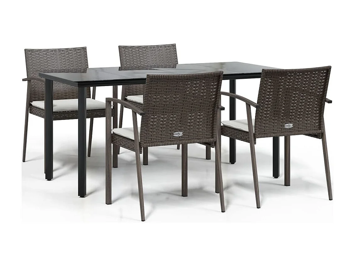 Ephrata  Ensemble à manger de jardin 5 pcs coussins résine tressée acier