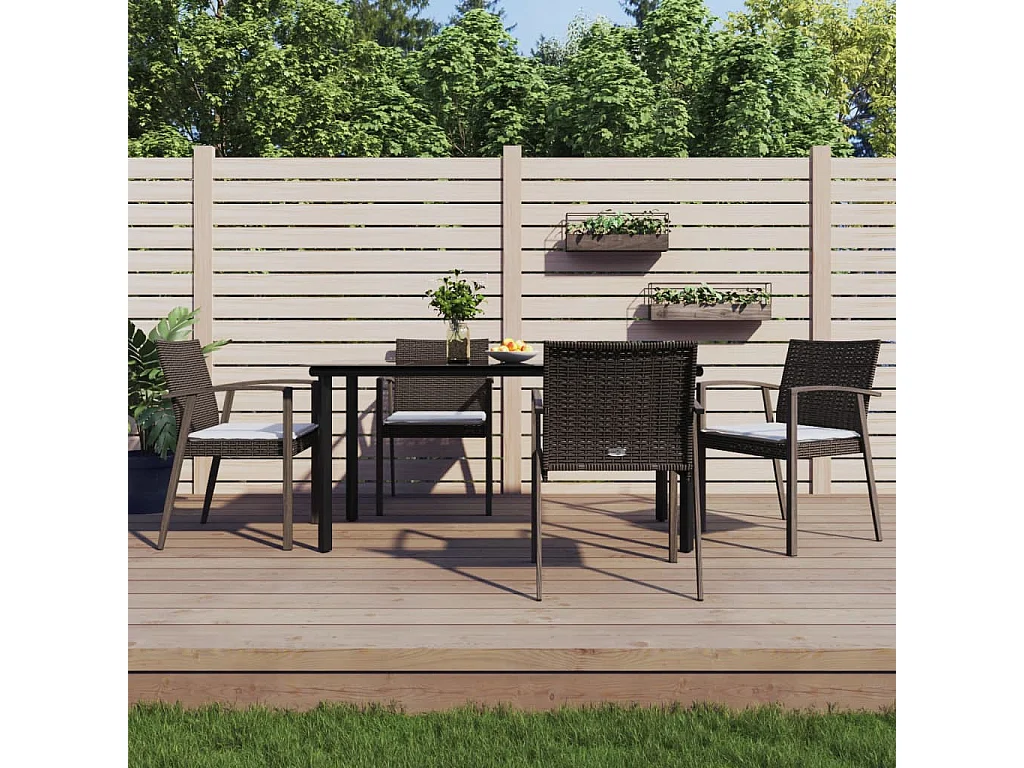 Ephrata  Ensemble à manger de jardin 5 pcs coussins résine tressée acier