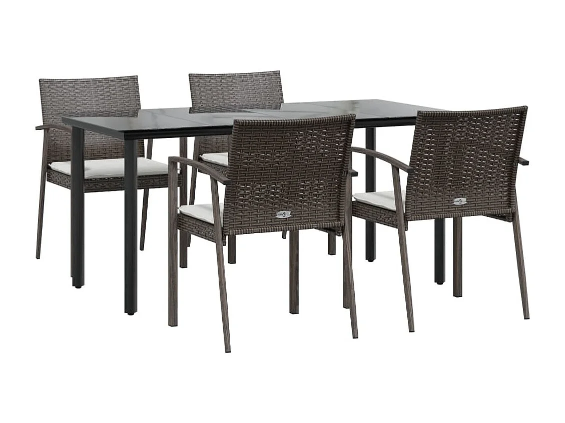 Ephrata  Ensemble à manger de jardin 5 pcs coussins résine tressée acier