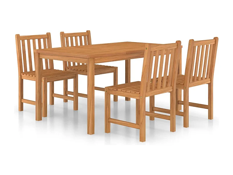 Birgit  Ensemble de salle à manger de jardin 5 pièces 150 x 90 cm en bois de teck massif