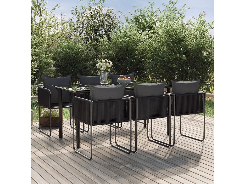 Scandicci  Ensemble à manger de jardin 7 pcs Noir