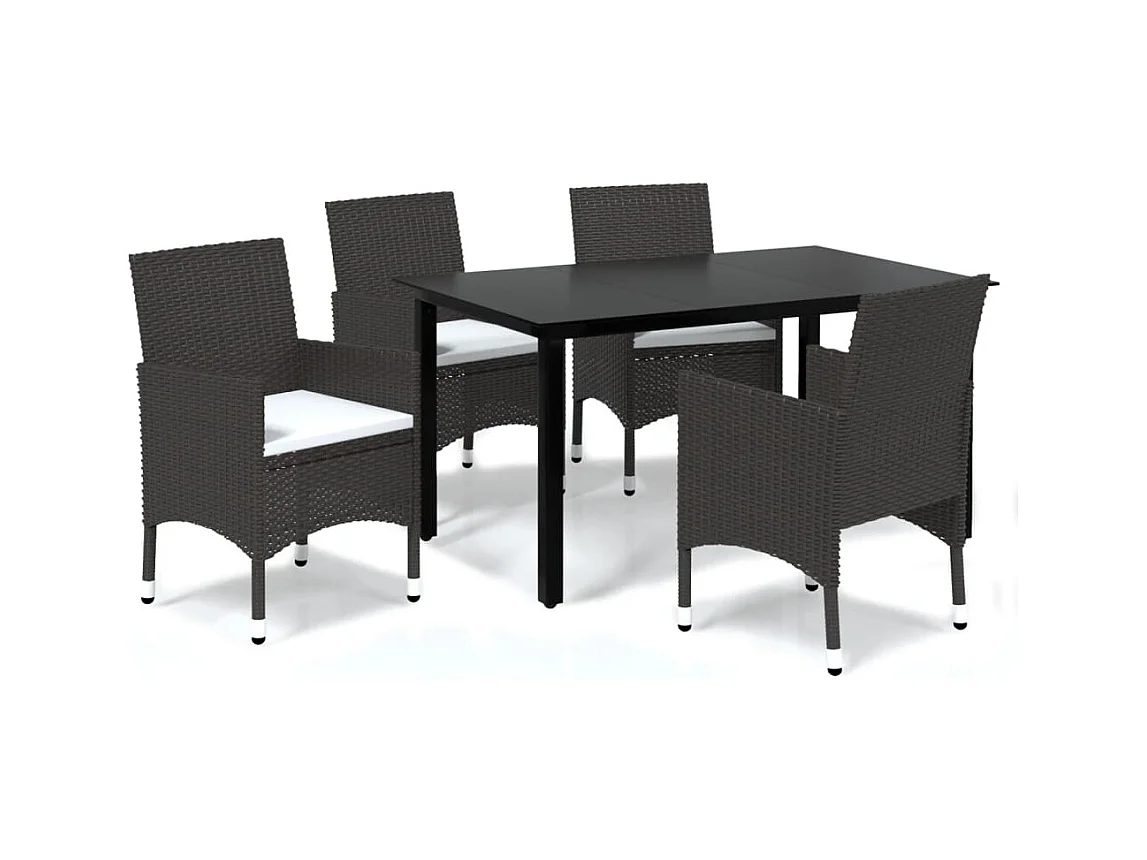 Wausau  Juego muebles jardín 5 pzas con cojines ratán sintético marrón