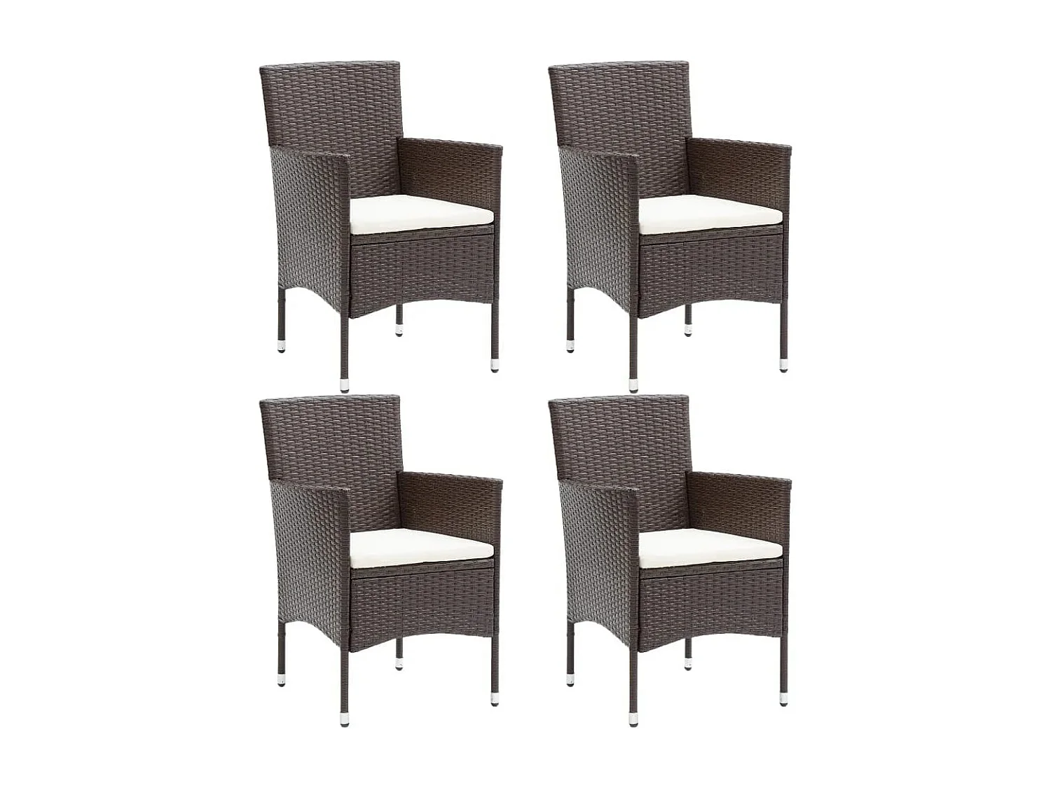 Wausau  Ensemble à manger de jardin et coussins 5 pcs Poly rotin Marron