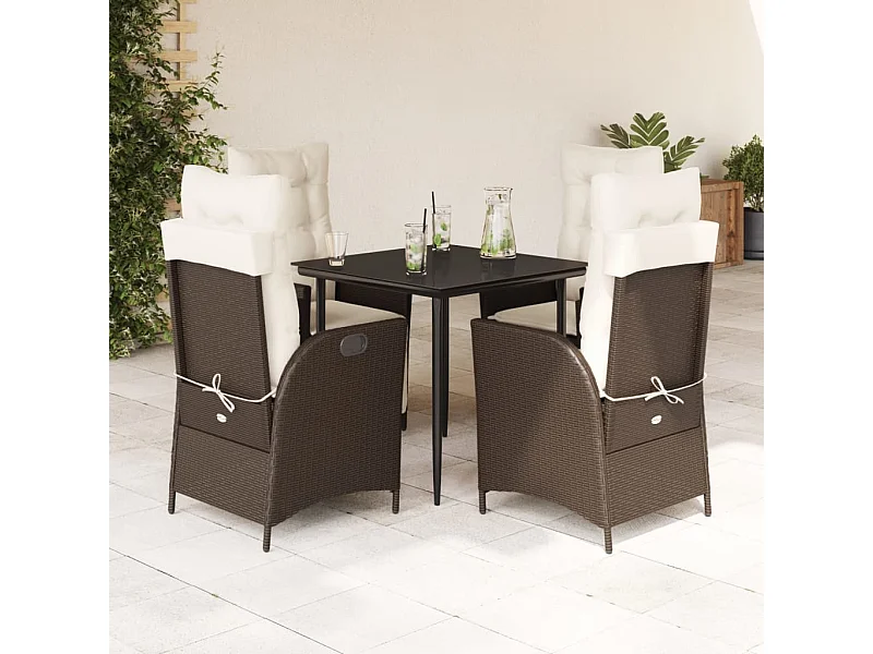 Garden Furniture -  5-delige Tuinset met kussens poly rattan bruin