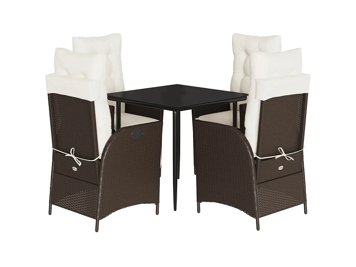 Garden Furniture -  5-delige Tuinset met kussens poly rattan bruin