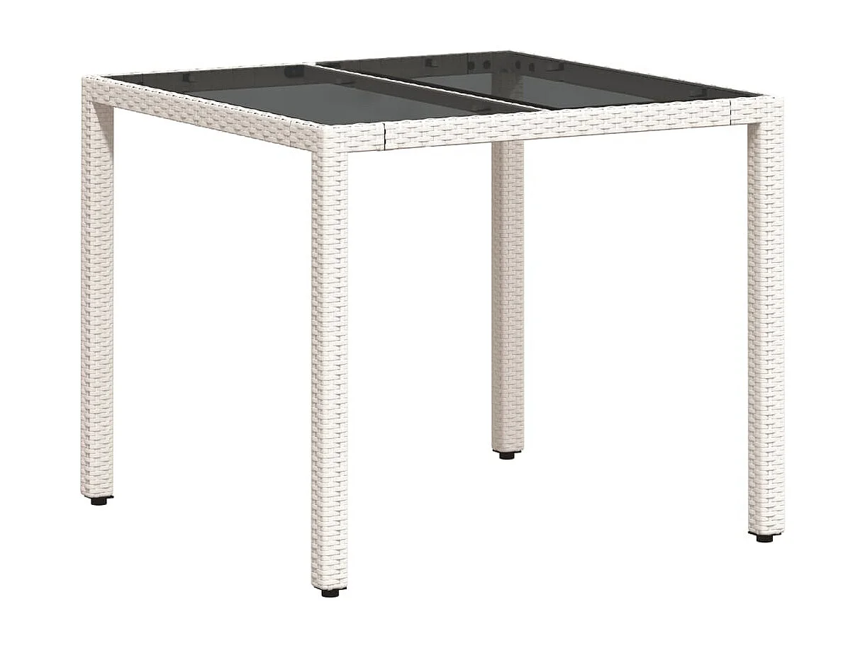 Stafford Springs  Ensemble à manger de jardin et coussins 3 pcs blanc rotin verre