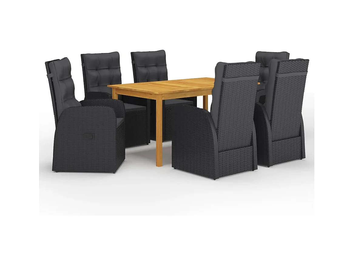 Derrik  Ensemble à manger de jardin 7 pcs Noir