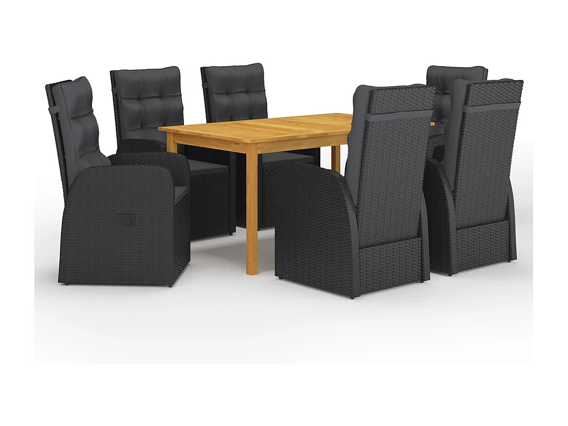 Derrik  Ensemble à manger de jardin 7 pcs Noir