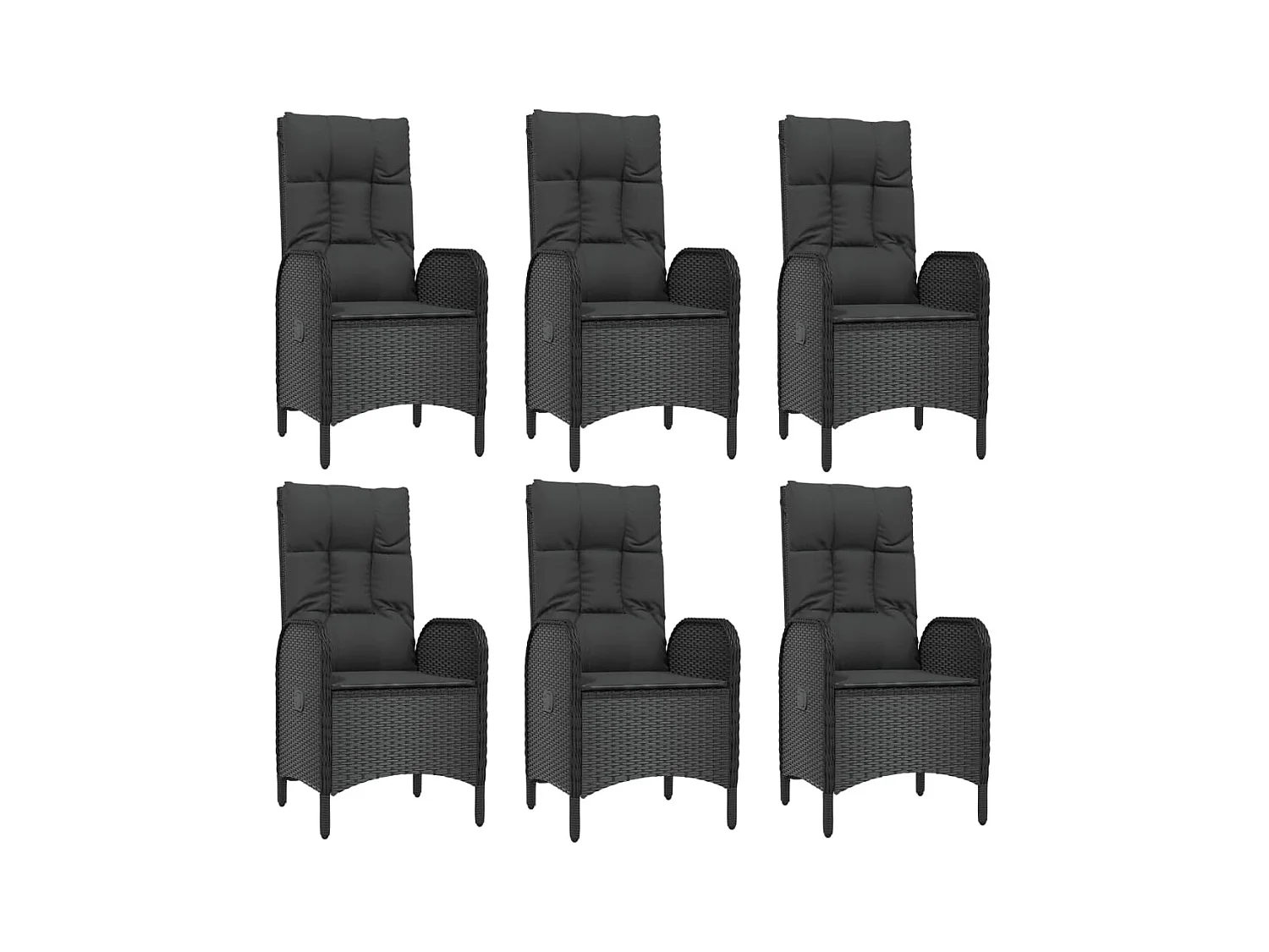 Lochem  Ensemble à manger de jardin coussins 7pcs Noir Résine tressée