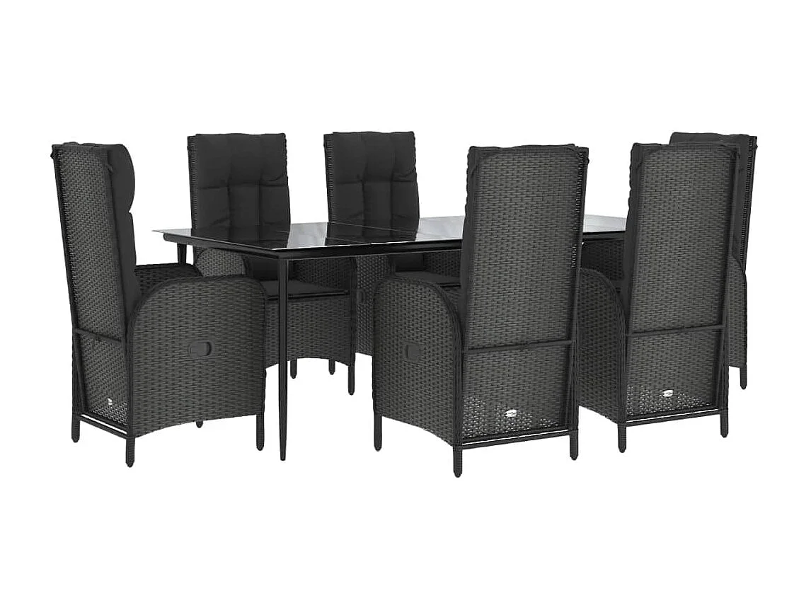 Lochem  7-delige Tuinset met kussens poly rattan zwart