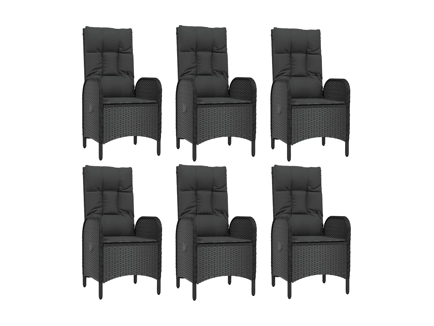 Lochem  7-delige Tuinset met kussens poly rattan zwart