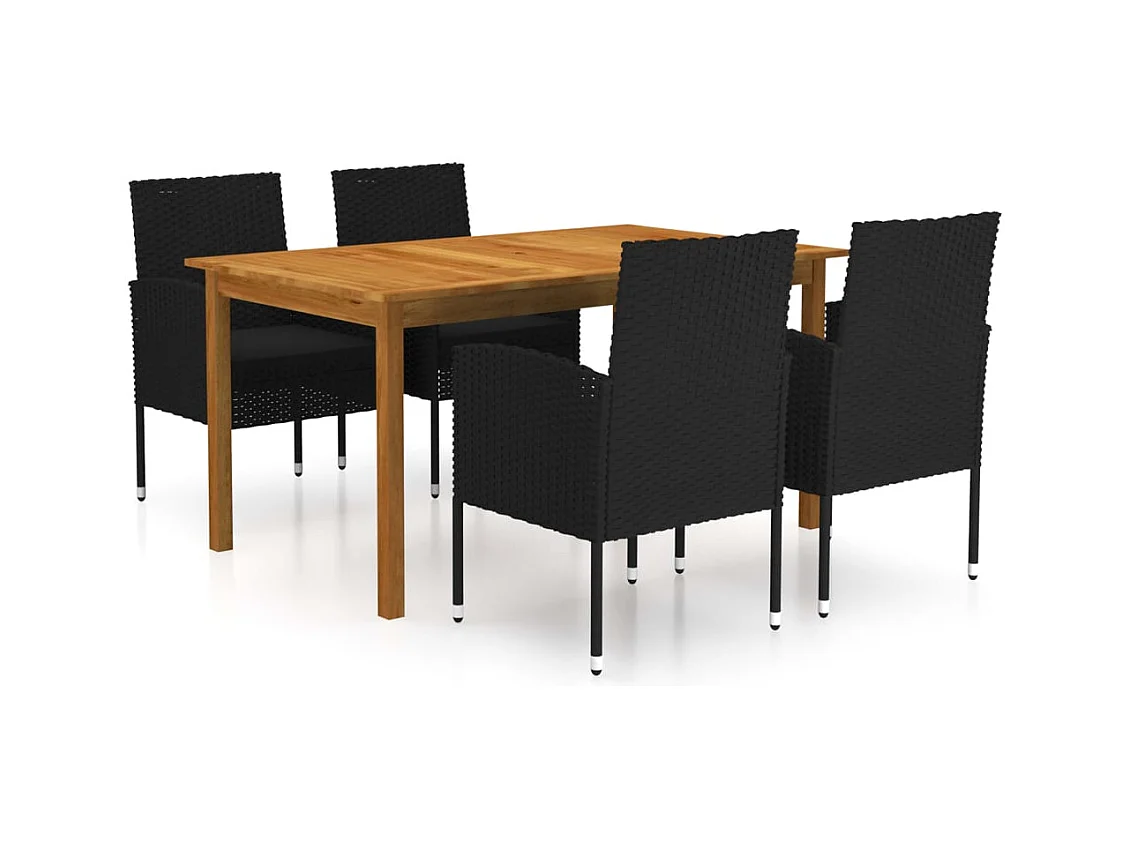 Josefina María  Juego de comedor para jardín de 5 piezas negro