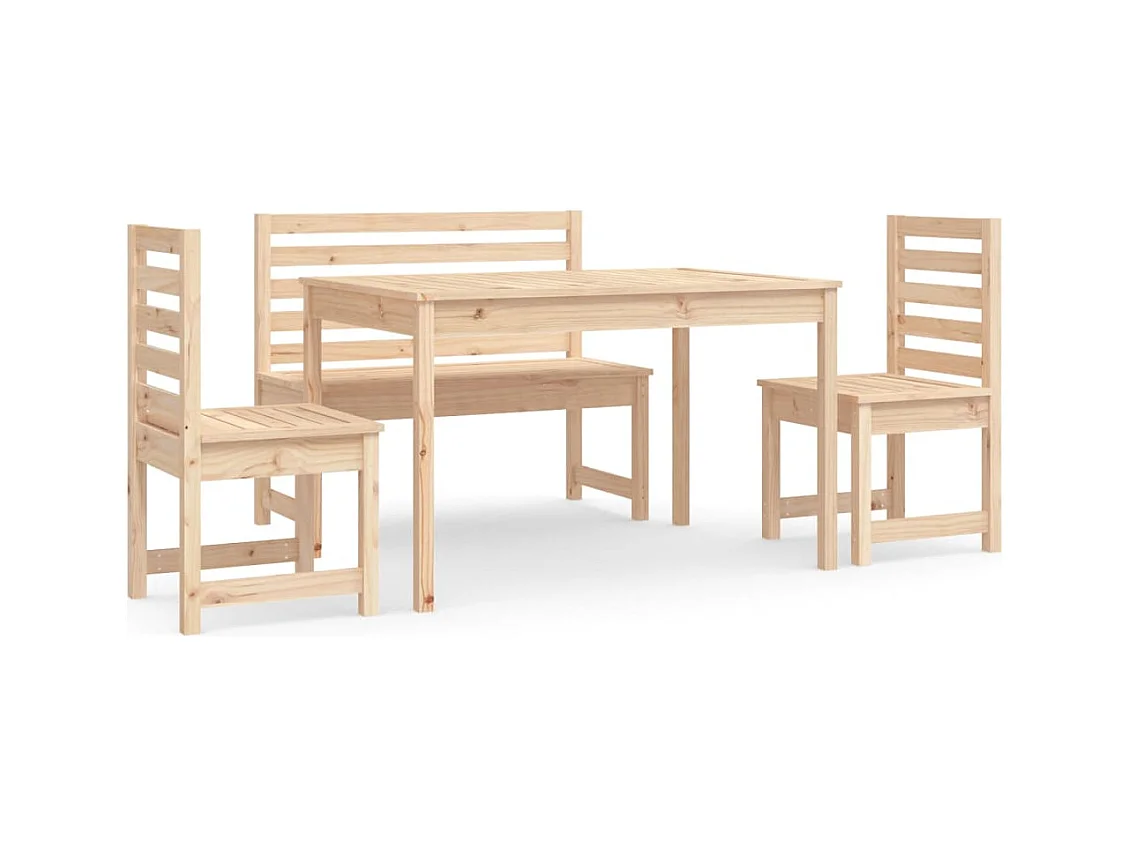 Kaan  Ensemble à manger de jardin 4 pcs bois massif de pin