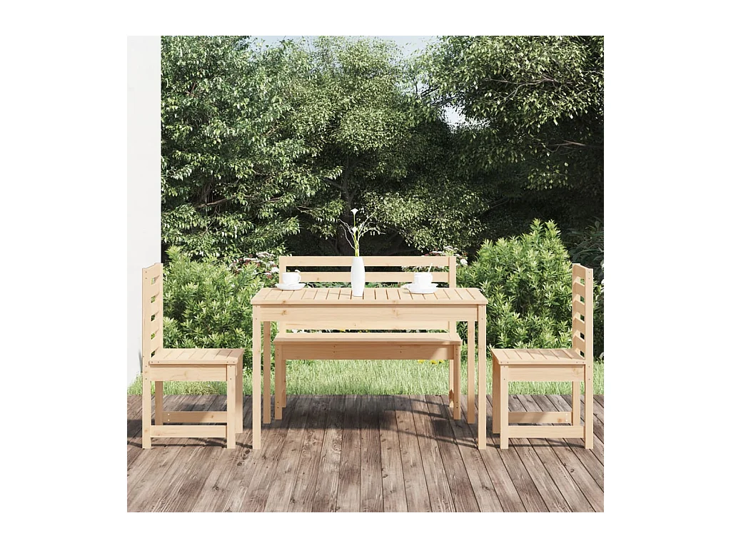 Kaan  Ensemble à manger de jardin 4 pcs bois massif de pin