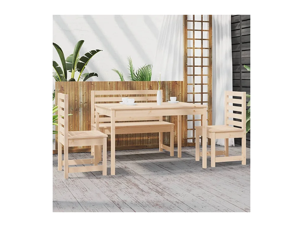 Kaan  Ensemble à manger de jardin 4 pcs bois massif de pin