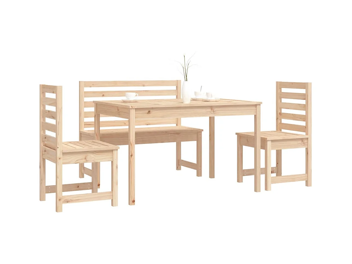 Kaan  Ensemble à manger de jardin 4 pcs bois massif de pin