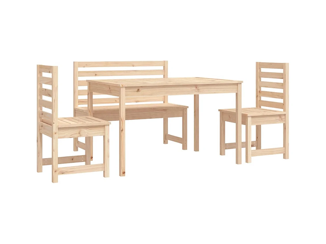 Kaan  Ensemble à manger de jardin 4 pcs bois massif de pin