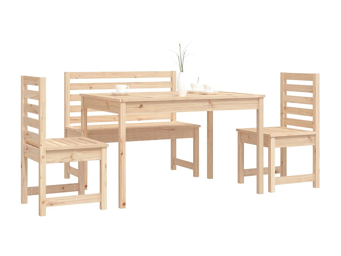Kaan  Ensemble à manger de jardin 4 pcs bois massif de pin