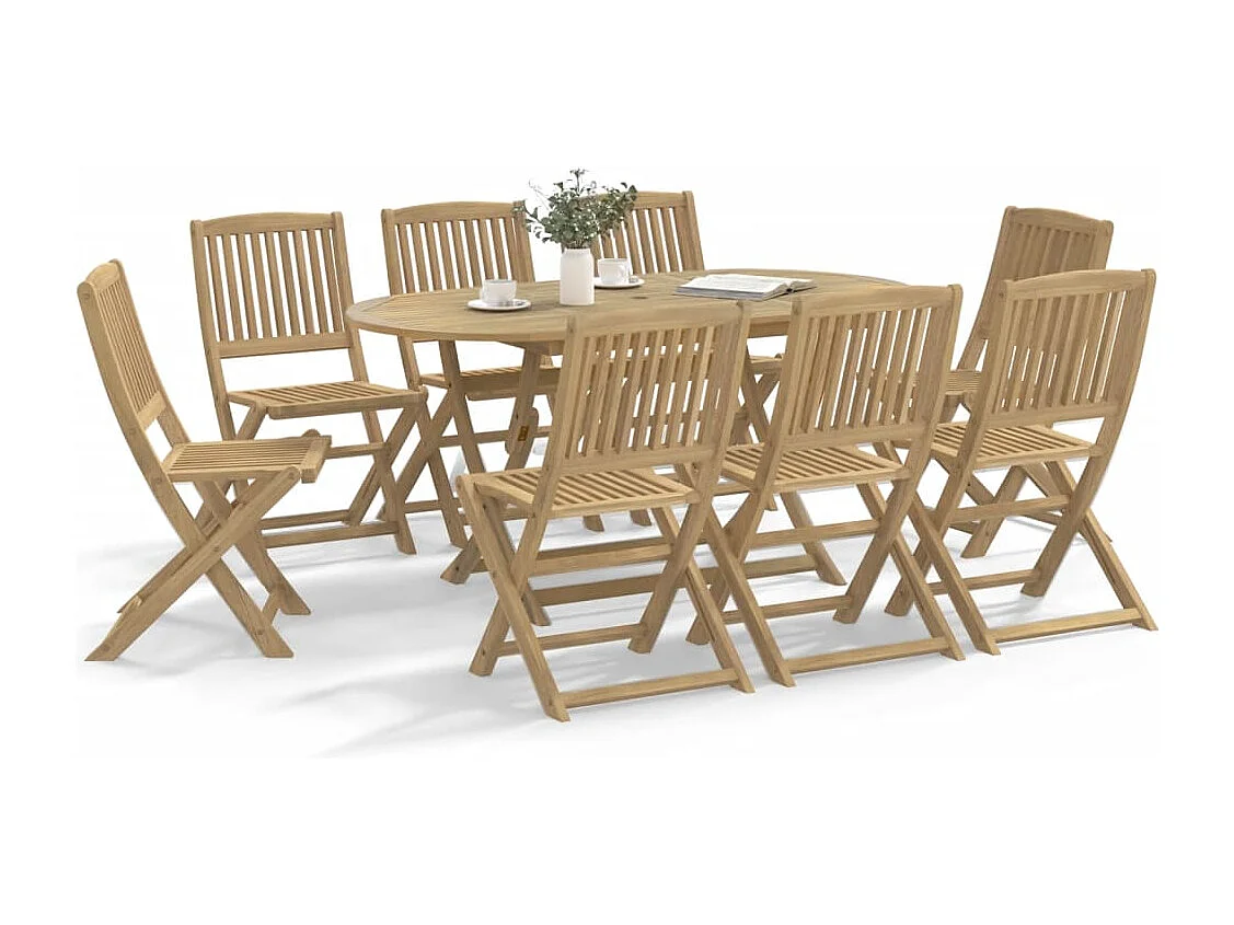 Elviira  Ensemble à manger de jardin 9 pcs bois d'acacia solide
