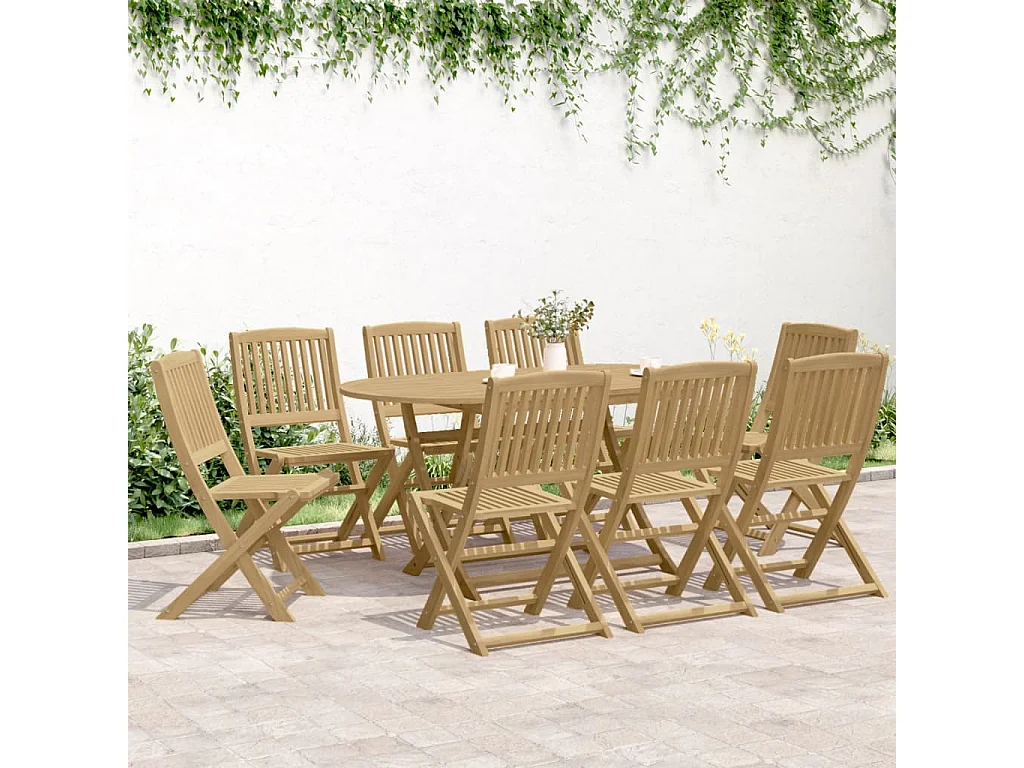 Elviira  Ensemble à manger de jardin 9 pcs bois d'acacia solide