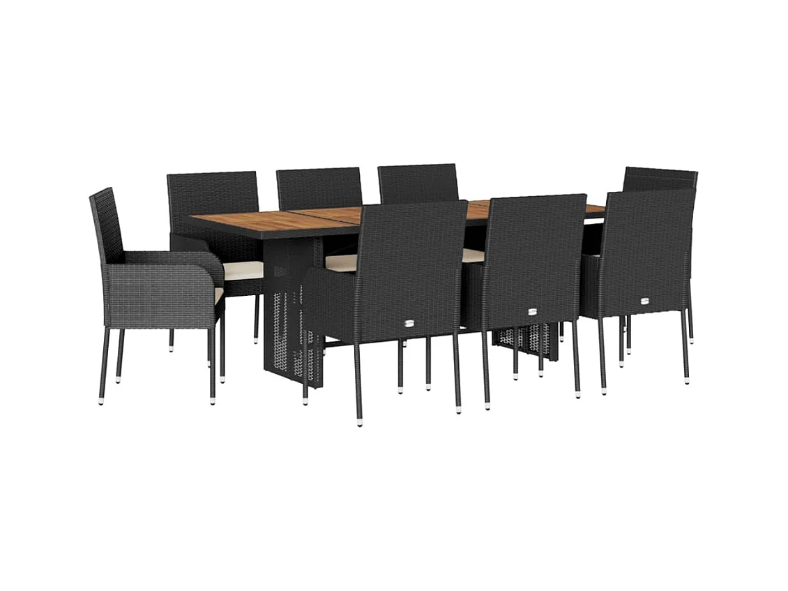 Ymir  9-delige Tuinset poly rattan zwart