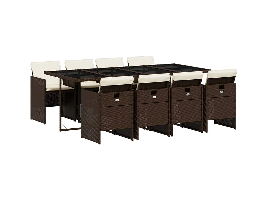 Jesse  9-delige Tuinset met kussens poly rattan bruin