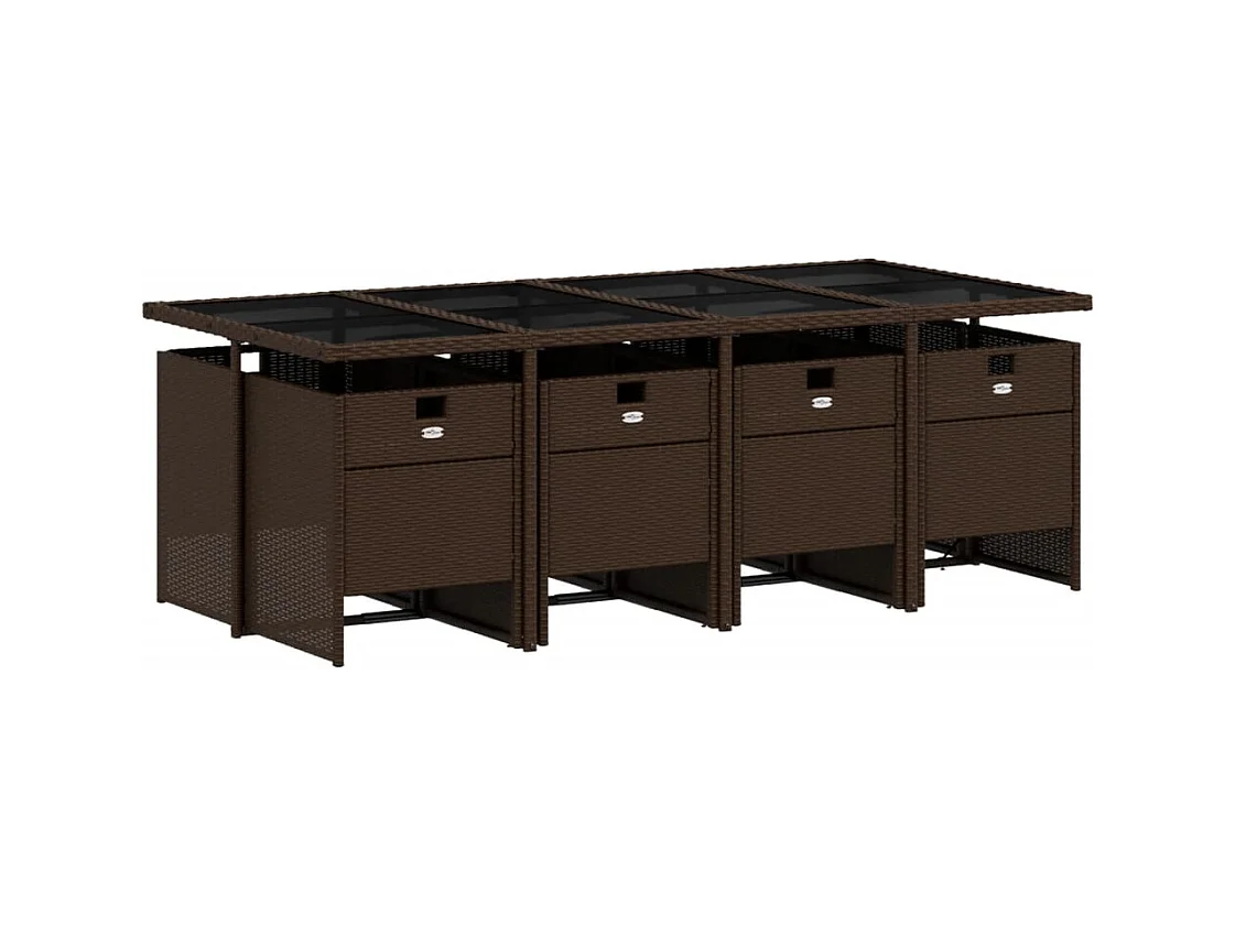 Jesse  9-delige Tuinset met kussens poly rattan bruin