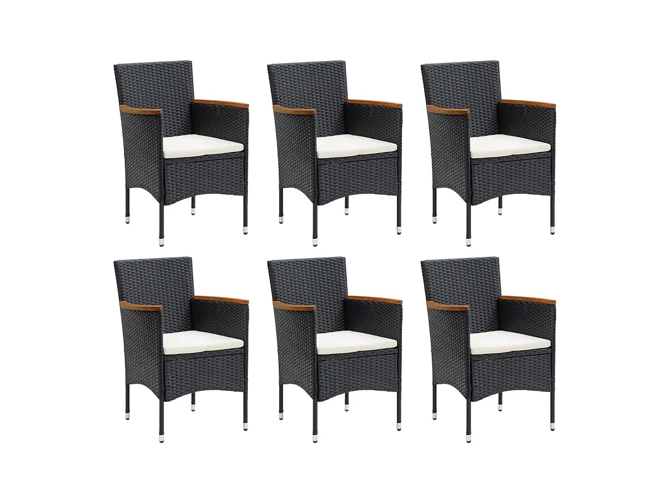 Wausau  Ensemble à manger de jardin coussins 7pcs Résine tressée Noir
