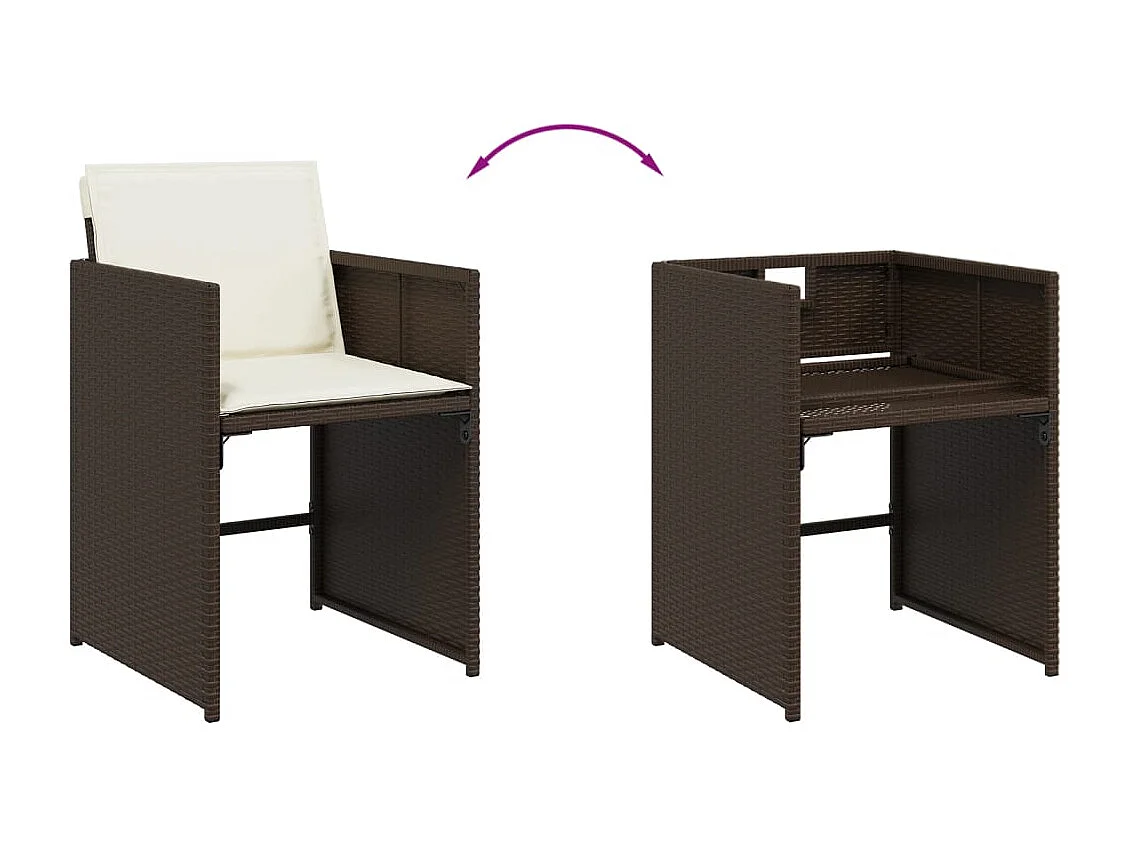 Zenn  Set comedor de jardín 11 pzas y cojines ratán sintético marrón