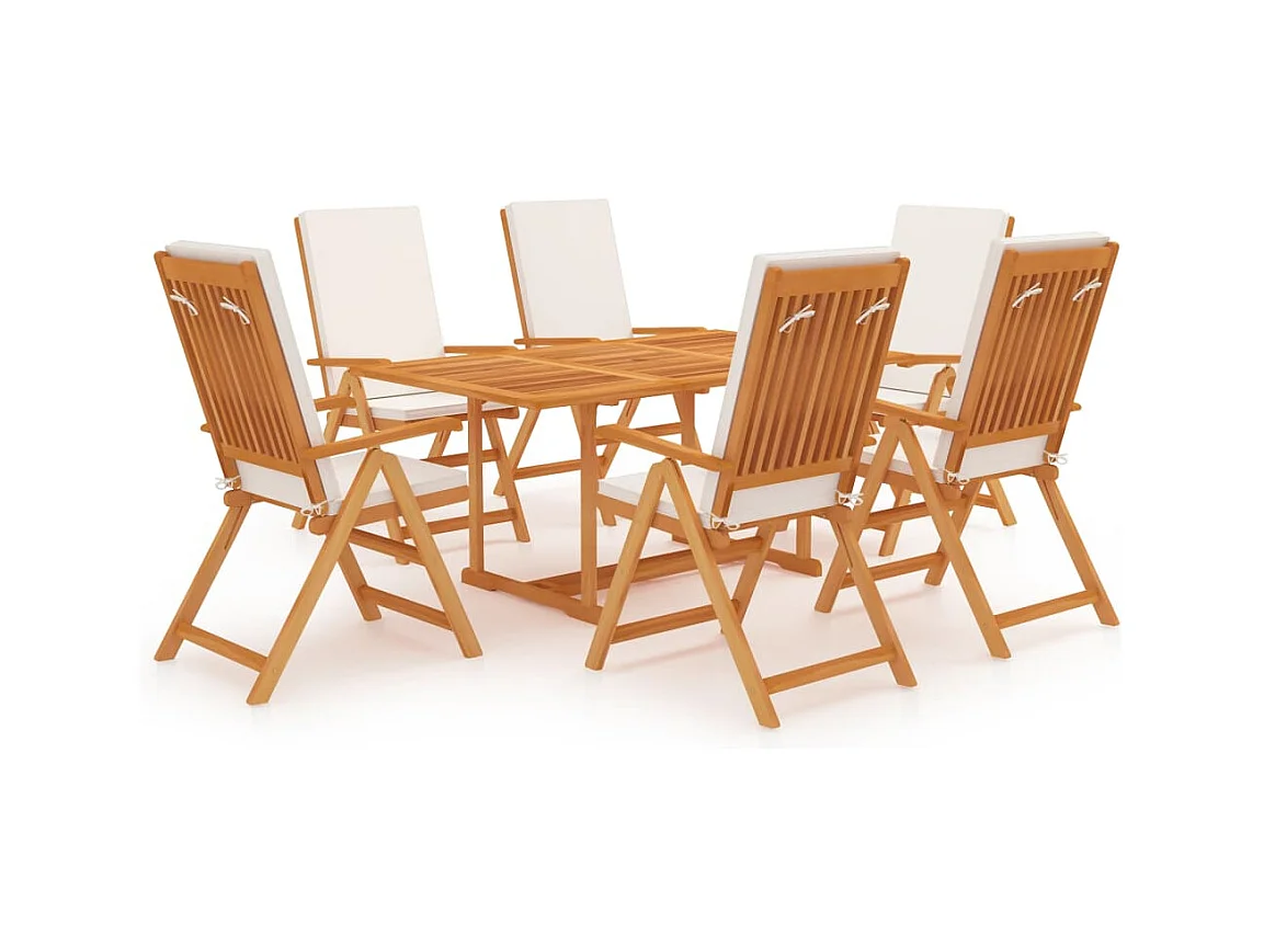 Zoran  Ensemble à manger de jardin 7 pcs coussins Bois de teck massif