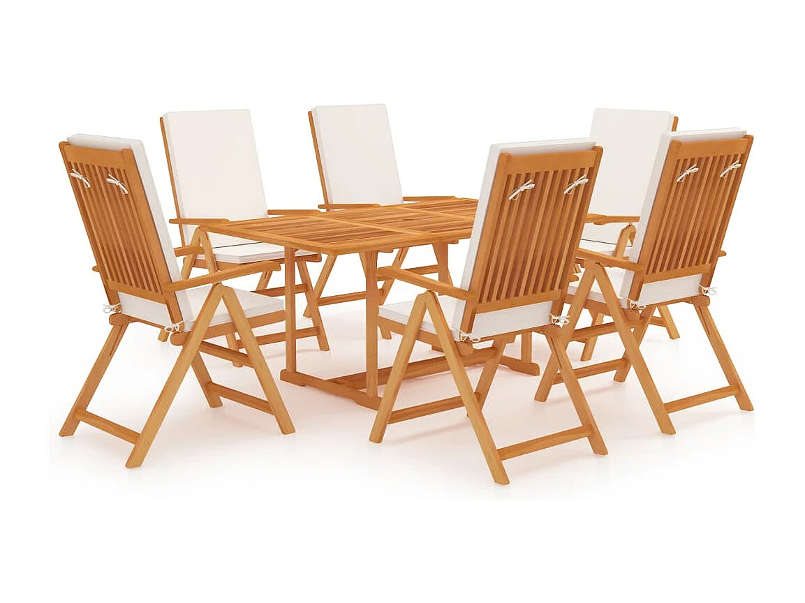 Zoran  Ensemble à manger de jardin 7 pcs coussins Bois de teck massif