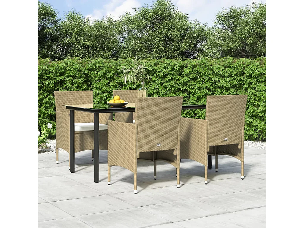 Hillsboro  5-delige Tuinset met kussens beige en zwart