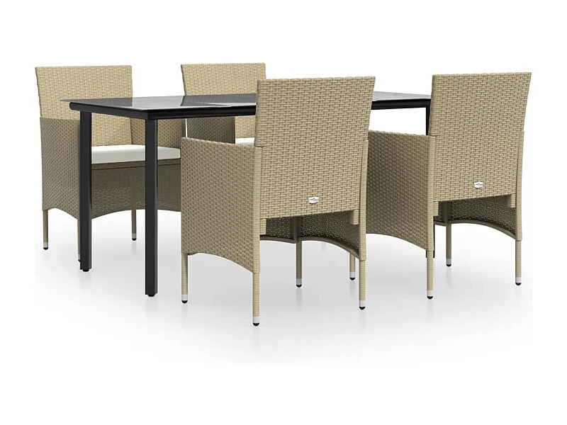 Hillsboro  5-delige Tuinset met kussens beige en zwart