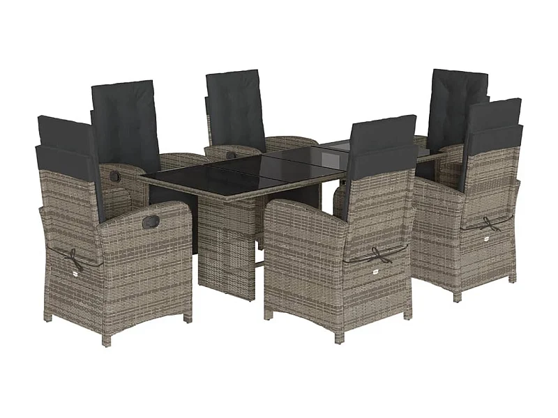 Thomian  7-delige Tuinset met kussens poly rattan grijs