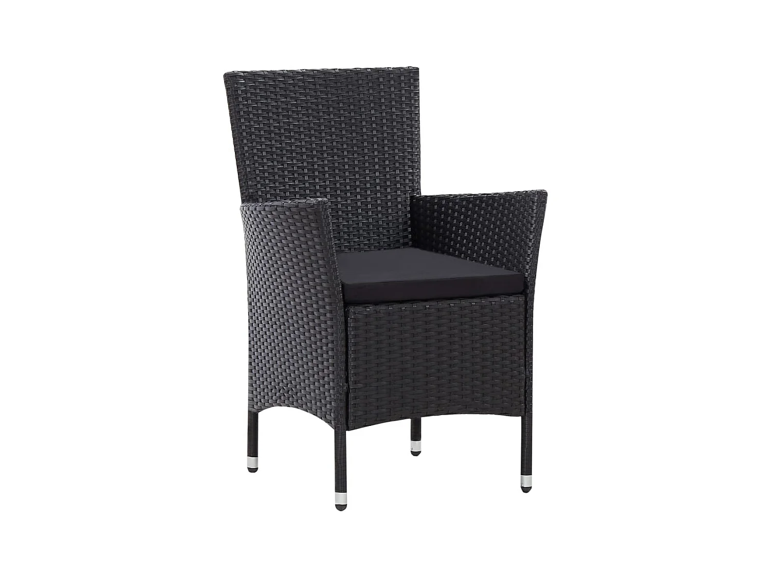 Ewald  Ensemble à manger d'extérieur 9pcs coussins résine tressée noir