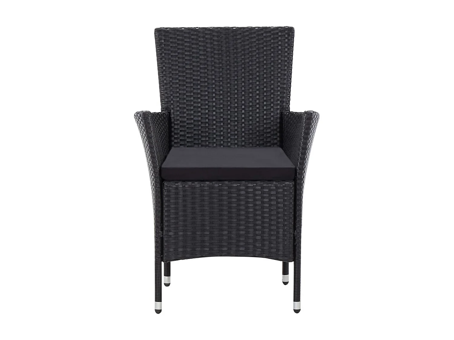 Ewald  Ensemble à manger d'extérieur 9pcs coussins résine tressée noir