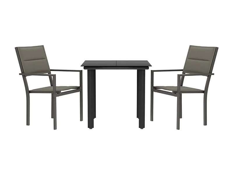 Dole  Juego de comedor para jardín 3 piezas acero y textilene negro