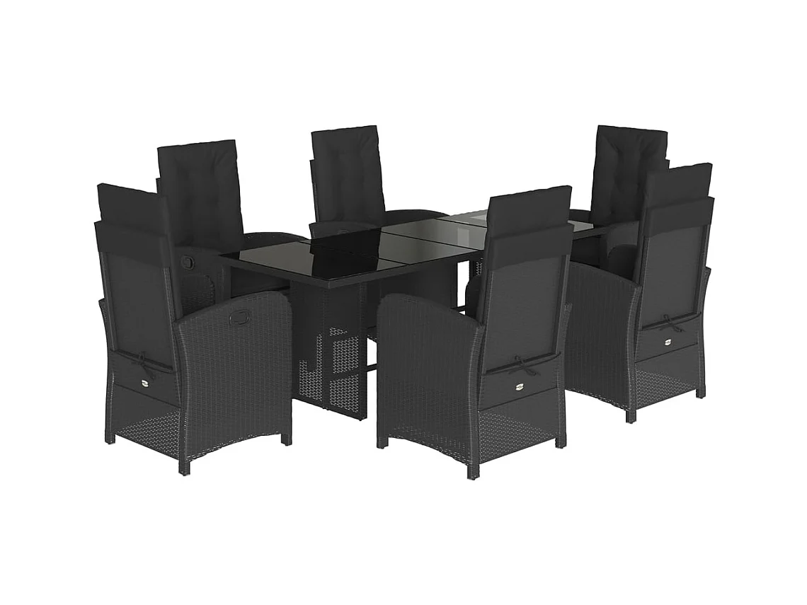 Almkerk  7-delige Tuinset met kussens poly rattan zwart